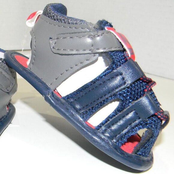 RBX Infant Close Toe Sandals Shoes Size 2 Boys Navy Blue Red NWT Crib Shoes - Picture 3 of 6